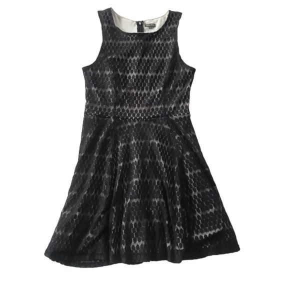 Lily Rose Women's Mini Dress Scoop Neck Sleeveless Black Lace Fit & Flare Size L - Picture 2 of 11